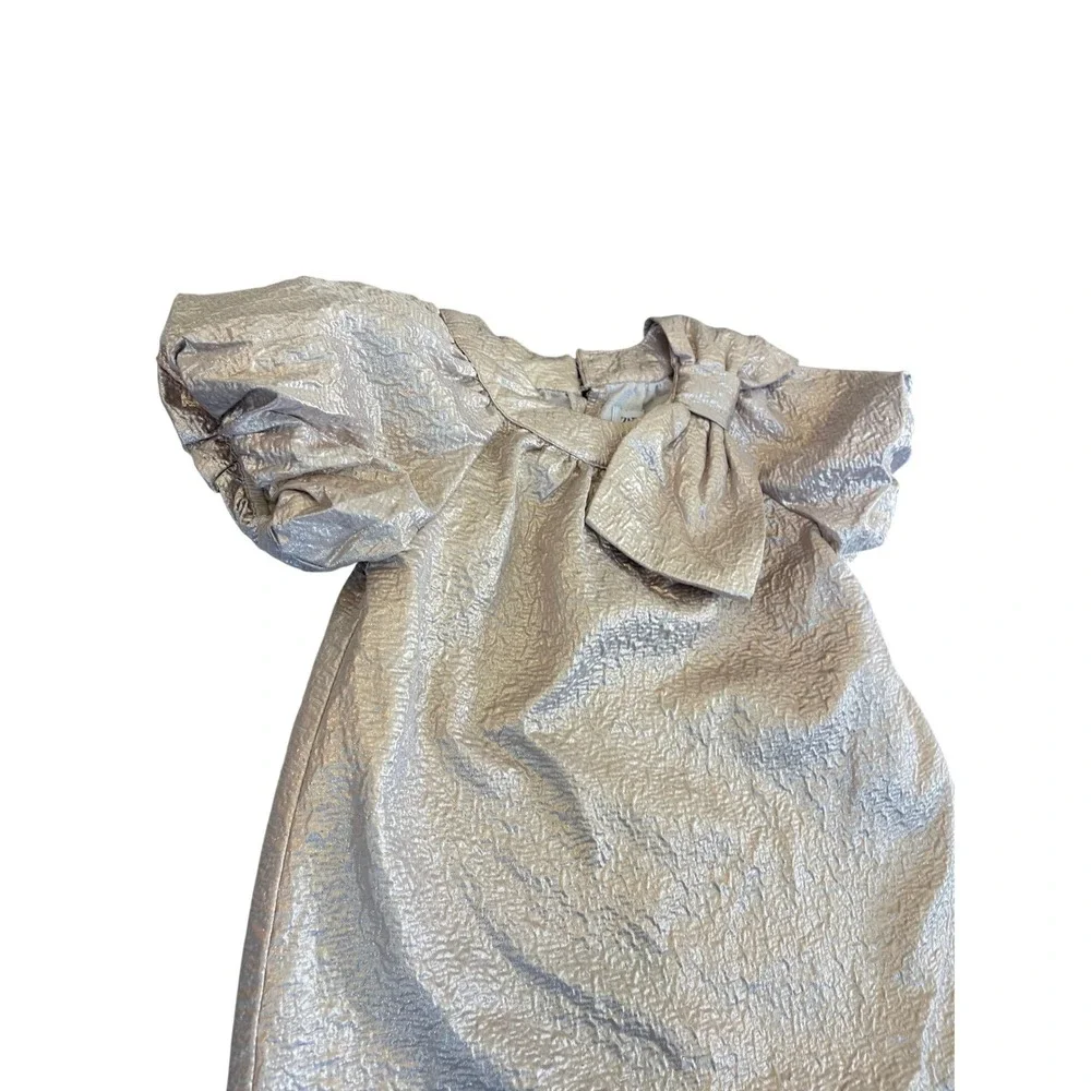 Zara‎ Baby Girl Holiday Dress 12-18 months Gold Bow Party Dressy Champagne Cute